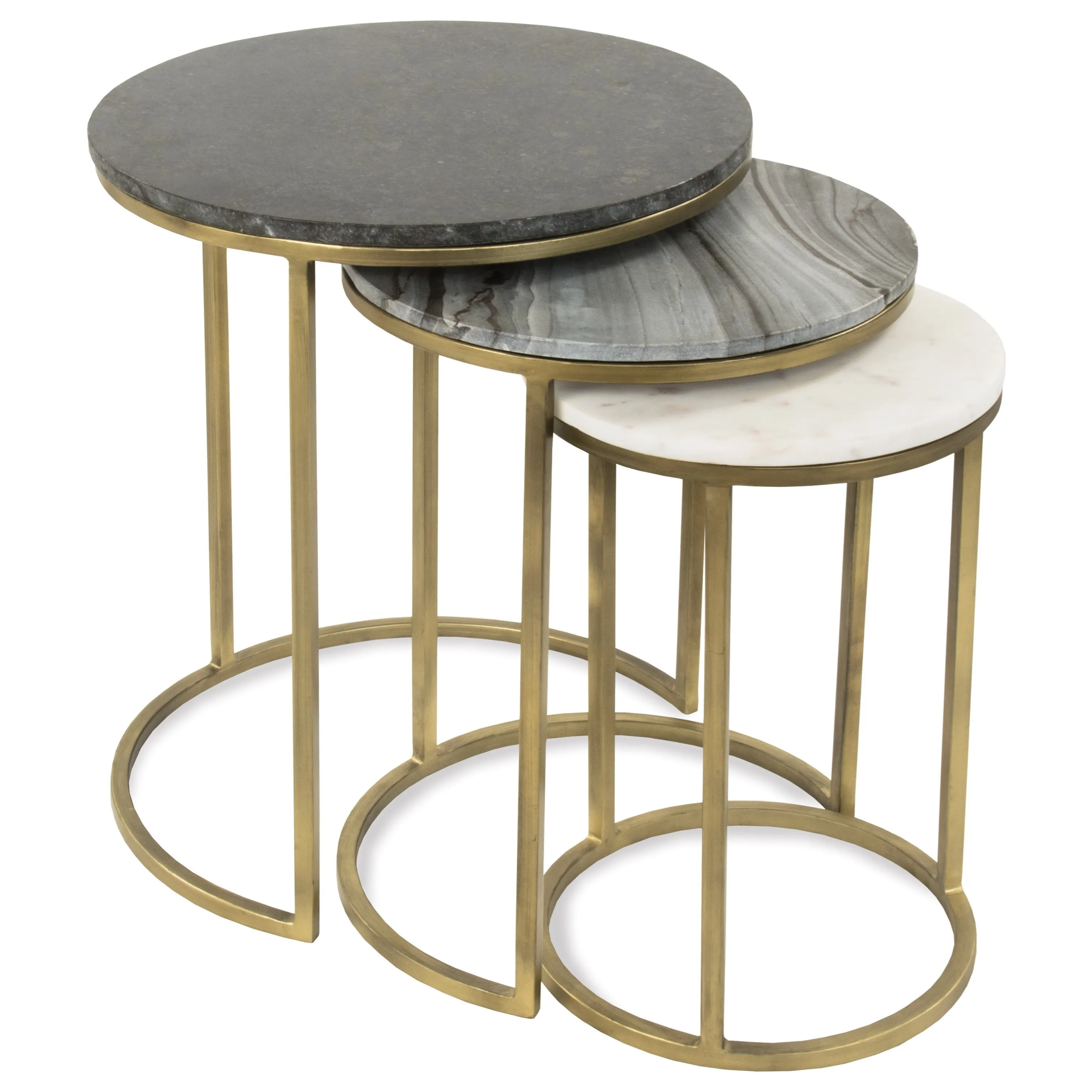 BTFY Set of 3 Marble Side Tables Marble Coffee Tables Nesting Tables 