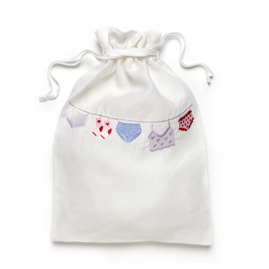 Hand Embroidered Cotton Laundry Bag