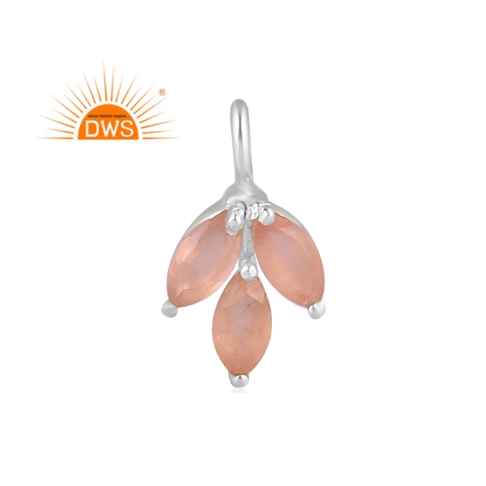 Trending 2026 Fine Sterling Silver Natural Rose Chalcedony Pendant For Women Jewelry Manufacturer