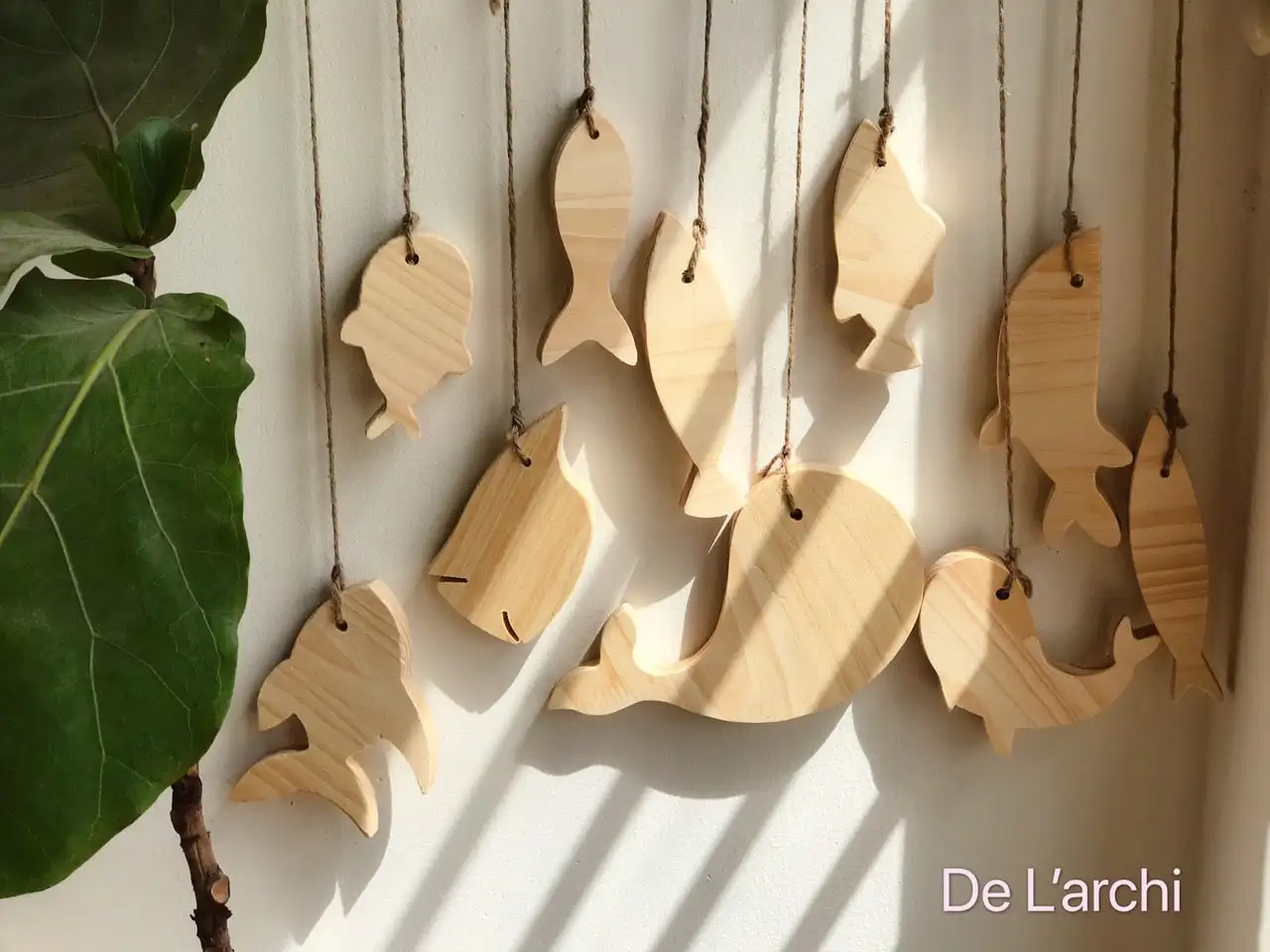 Mediterranean Style Decor Wooden Fish Crafts Fish Shaped Ornaments Wall