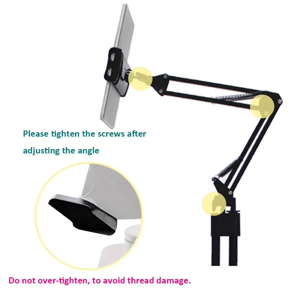 Adjustable Height Gooseneck Tablet Holder and Mobile Phone Mount Flexible Bedside Stand for Bed and Floor Use