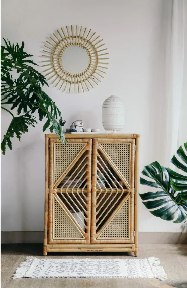 Rattan Cupboard - Natural Rattan Arch Cabinet With Shelves Two Doors ...