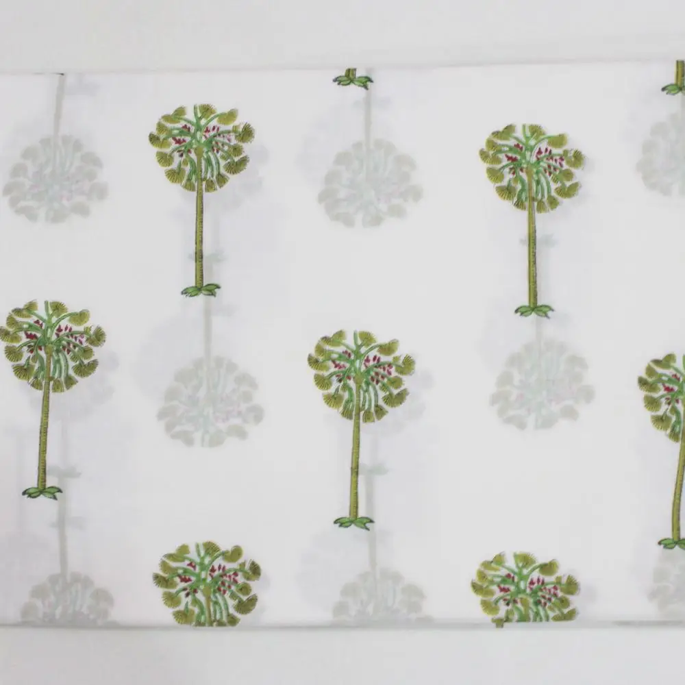 
 Мягкая хлопчатобумажная ткань для платья, натуральная окрашенная вручную ткань с принтом зеленой пальмы  