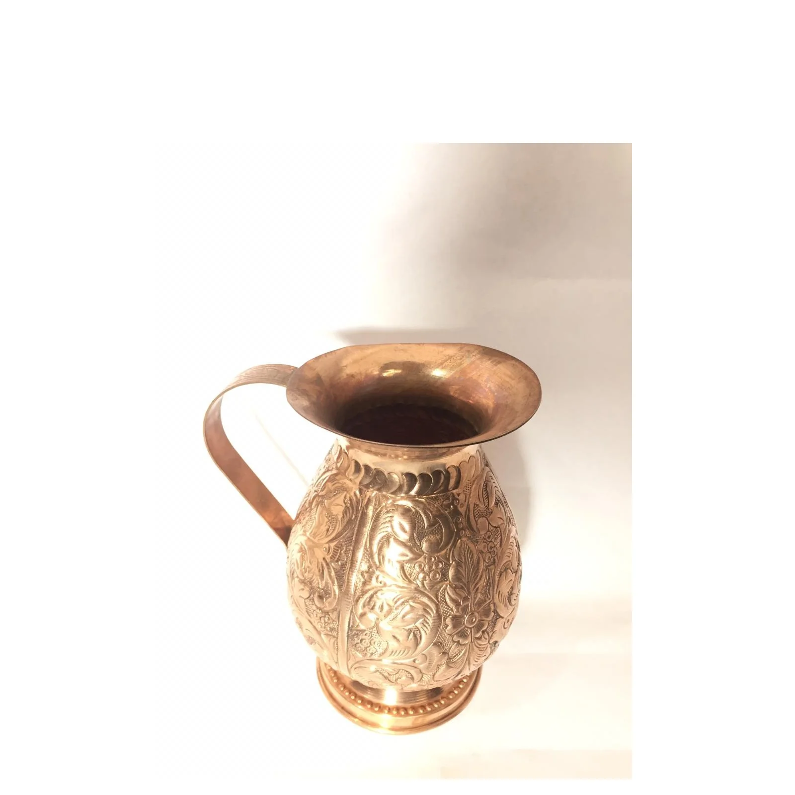 銅製水入れ 陶器真鍮持ち手-