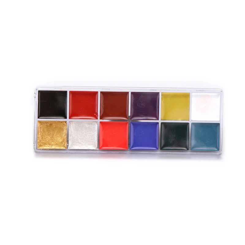 Non Toxic Private Label Body Face Paint 12 видов цветов Набор для рисования лица для детей с трафаретом