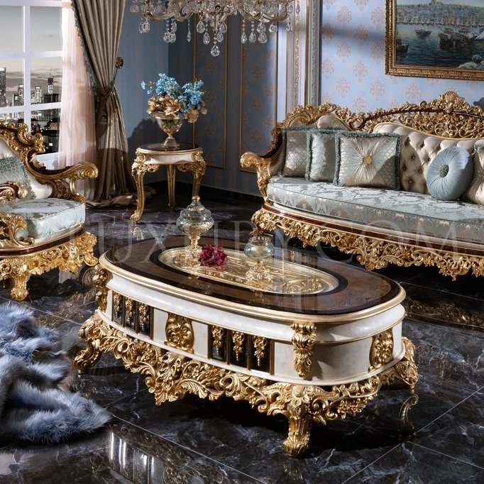 Мебель для гостиной Selena из массива дерева с резным и золотым