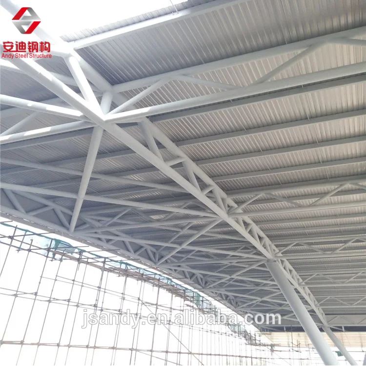 Prefabricated Railway Station Galvanized Steel Structures Curved Roof Design Structural Steel Pipe Truss Shed for Sale