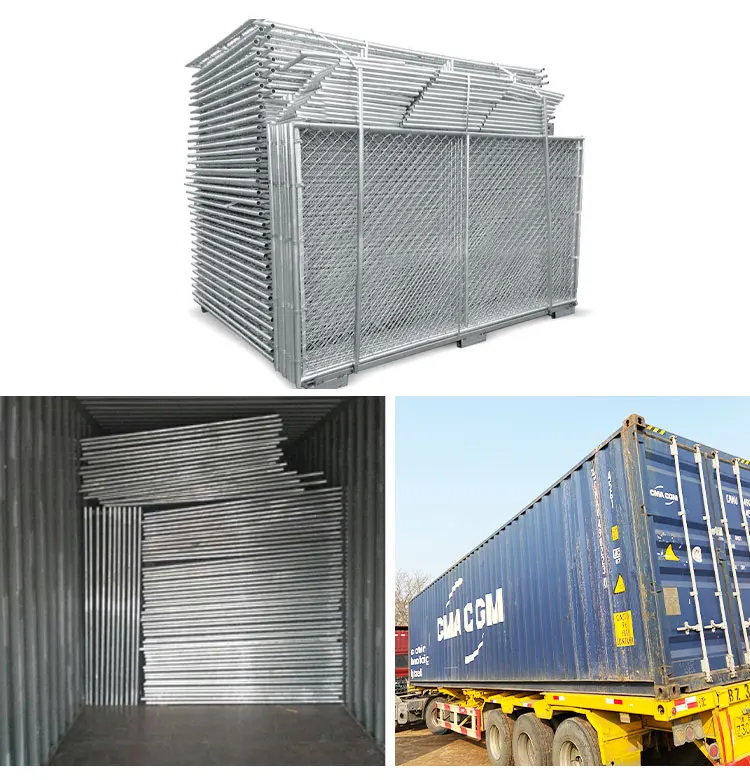 8'x12' construction chain link fence panels 1⅝"(41.2mm) with a wall thickness 16ga /1.6mm mesh aperture 2¼"x2¼"(57mmx57