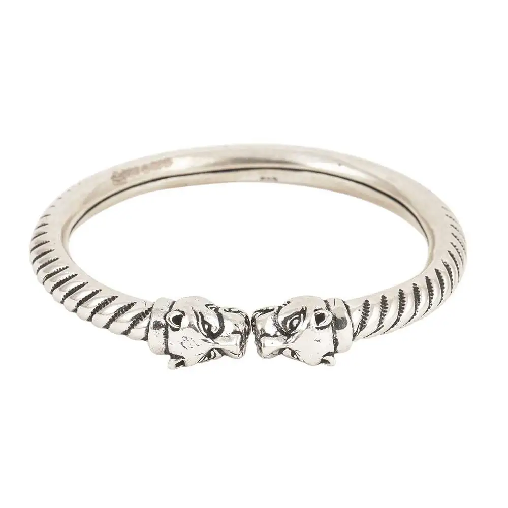 Tiger 925 Sterling Silver Kada Carved 