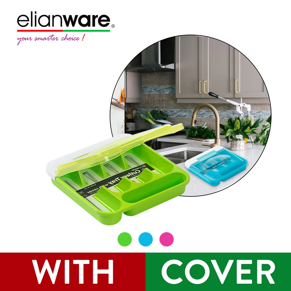 Elianware Portable Picnic Travel Friendly Plastic Cutlery Set Box For