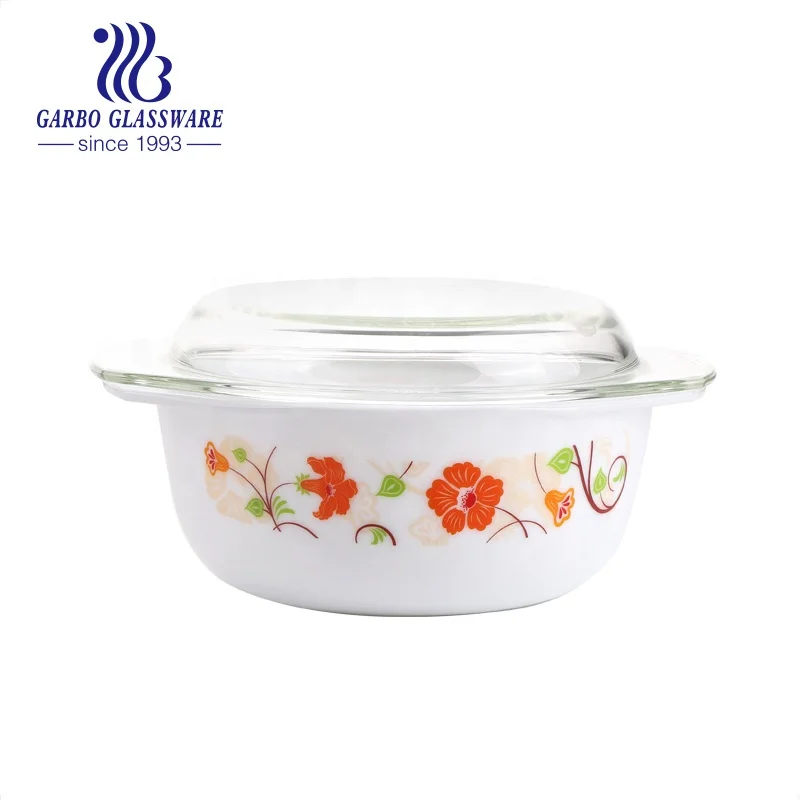 1.5L opal Glass Casserole Baking Dish Set with pyrex Glass Covers