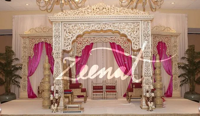 Свадебный декор в Индийском и азиатском стиле Jodha мандап для Южноазиатской индийской свадьбы Jodha Fiber мандап.
