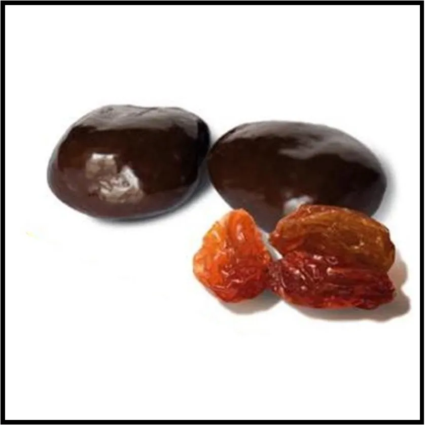 Dragee pralines sultana raisins and dark chocolate