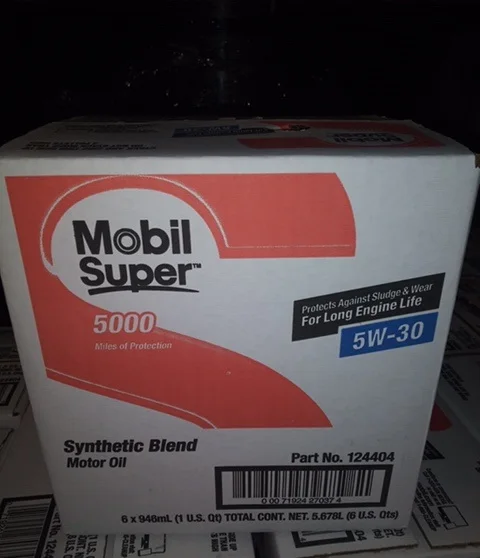Mobil Super 5W30 Aceite de motor, 1 cuarto de galón, 6 por caja.6