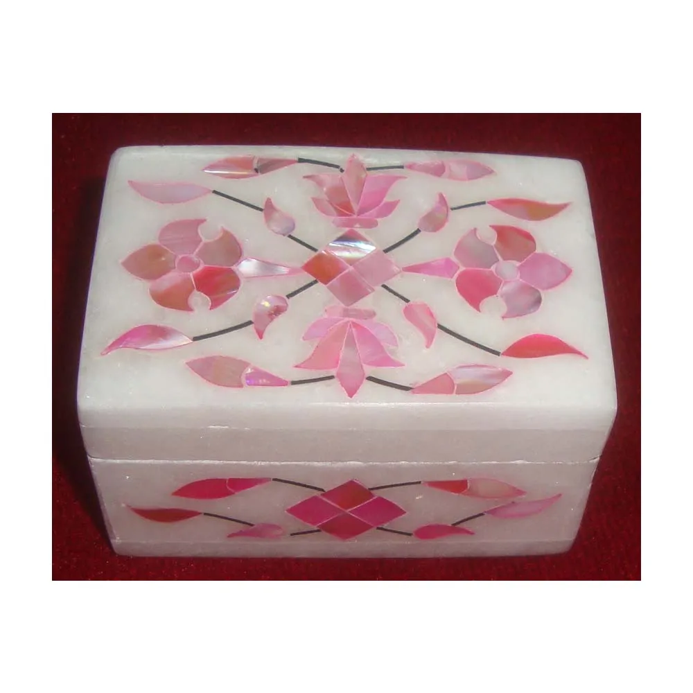 small Trinket Box stone box with Mother of Pearl Inlay small Stone box