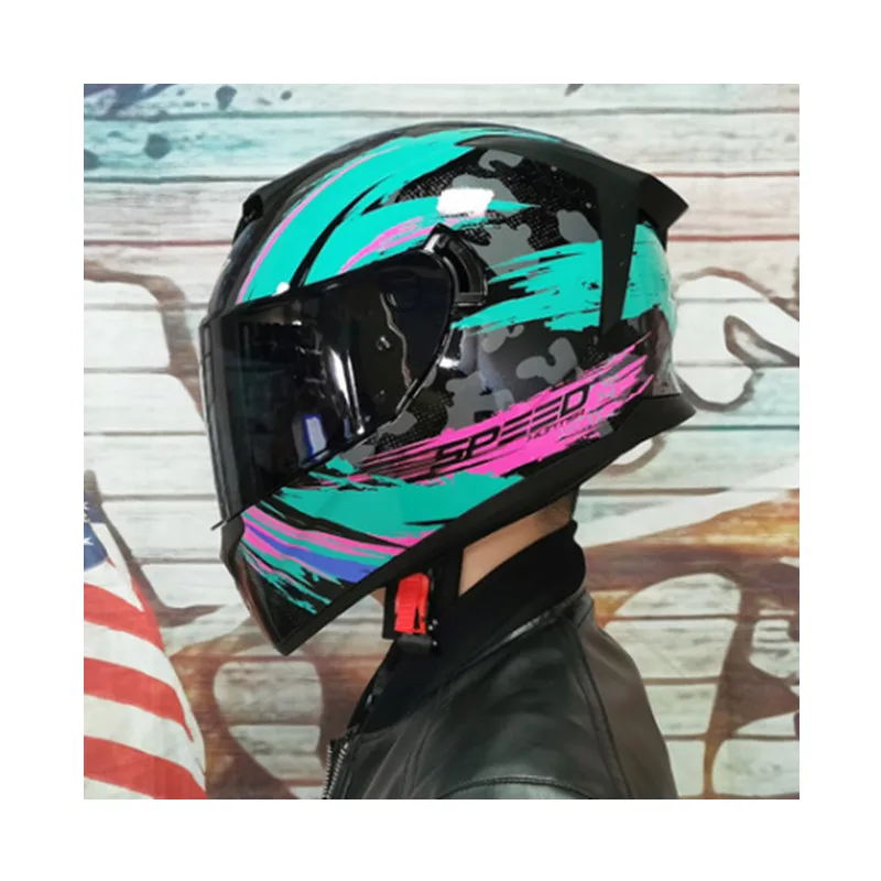 High Impact Resistance Custom Motorcycle Helmet Moto Bike Helmet  Full Face Double Lens Helmet
