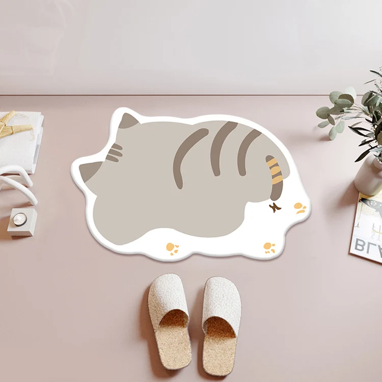 Eco-friendly anti-slip anti-mould durable cute diatomite quick dry bath mat