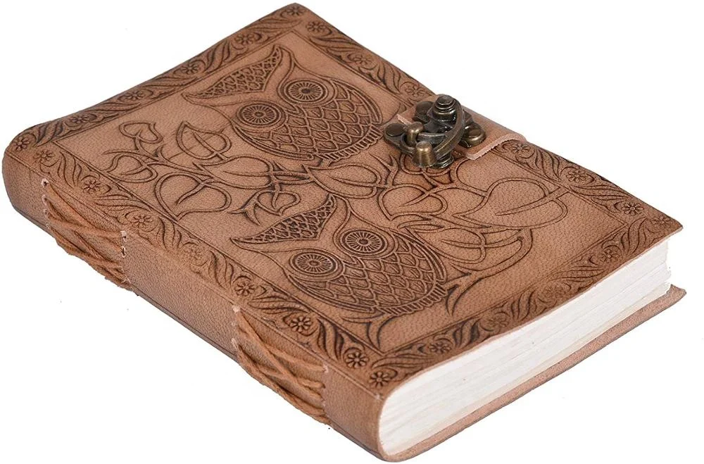 Genuine Leather Owl Embossed Antique Vintage Leather Journal Retro