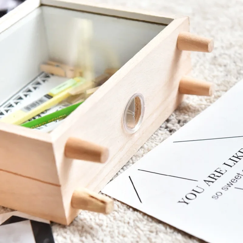 Скандинавский Ins креативный деревянный ящик для хранения мусора, настольное украшение, украшения, коробки для денег