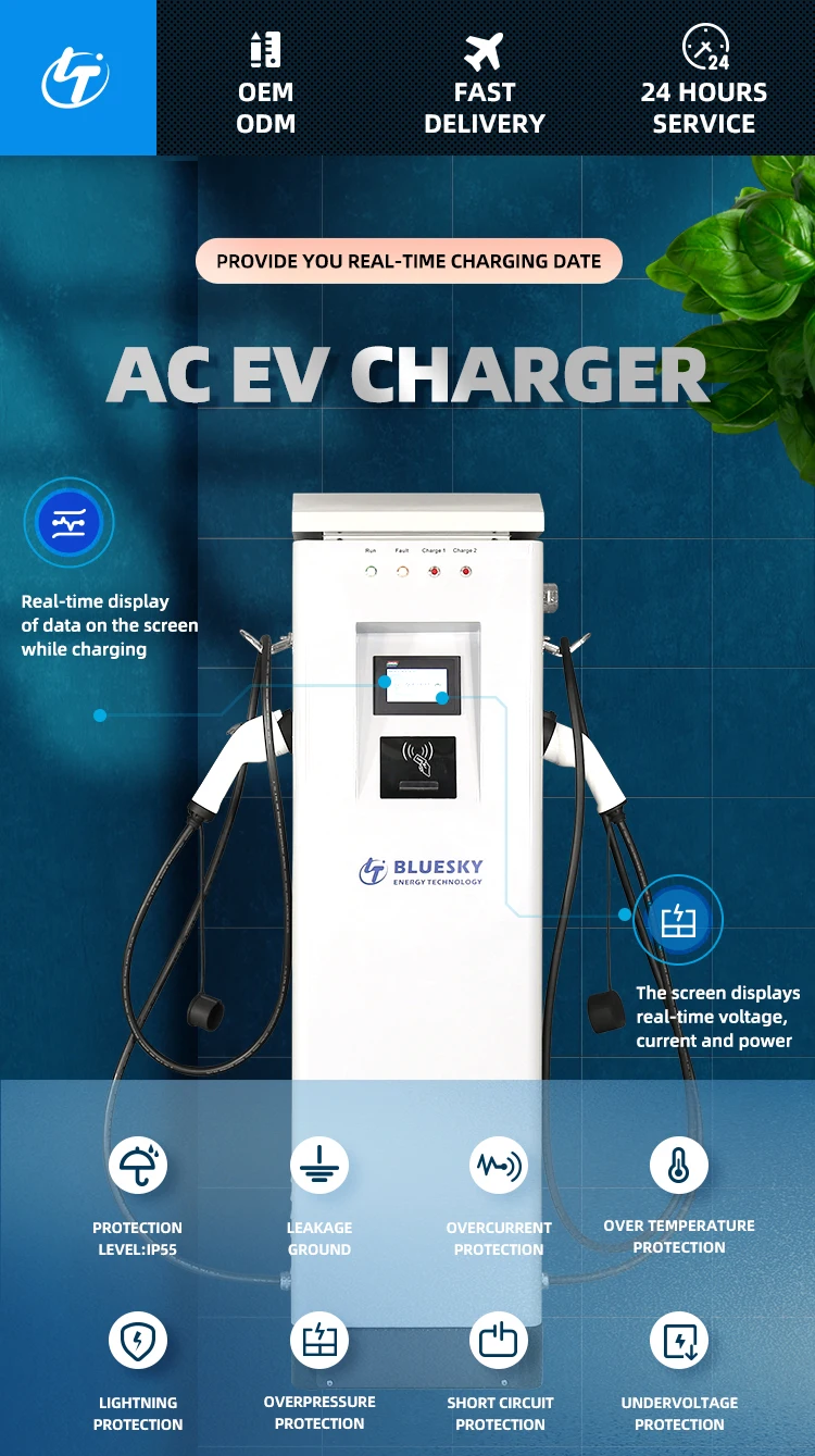 Bluesky 44kw Ac Ev Charger Car Charging Station Floor-mounted Pos ...