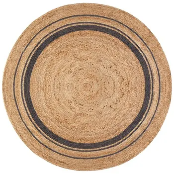 Golden fiber jute material eco friendly area rugs Hand woven doormat vintage rug floor carpets Natural Jute Rug Round shape