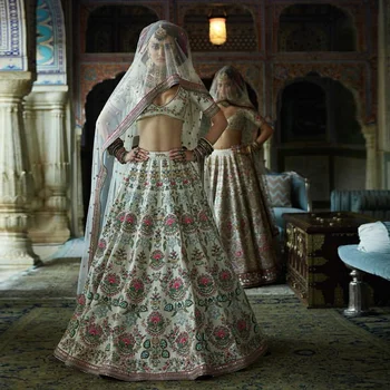 Most attractive wedding bridal wear cotton silk lehenga choli with dupatta heavy embroidery work indian women wear