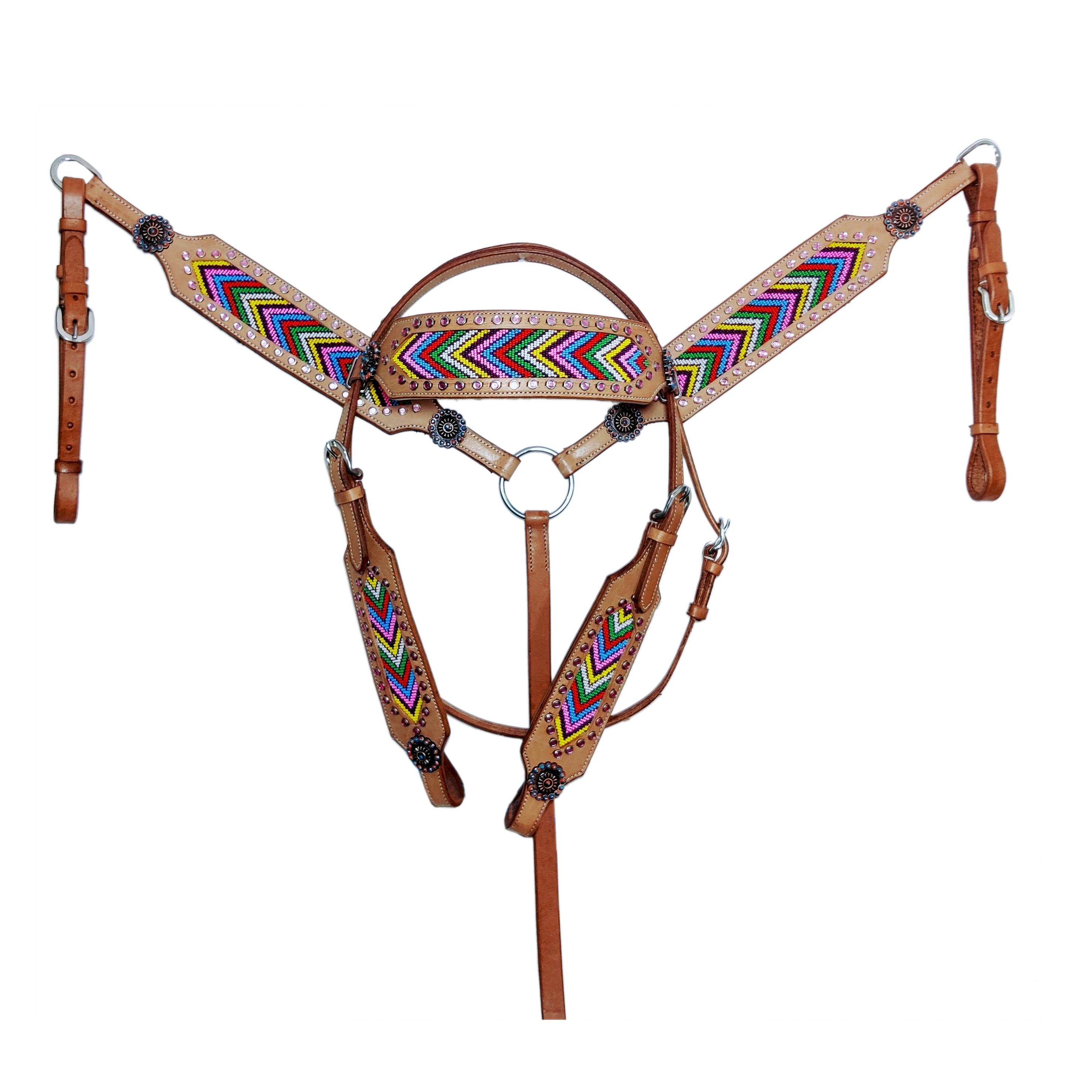 Best Quality Hand Tooled Star Rivet Decorated Horse Leather Western