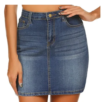 New Fashion Custom Design Wholesale High Quality Washed Mini Denim Skirt For Women causal breathable jeans skirt