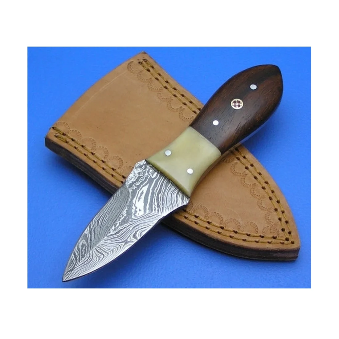 Хит продаж нож для устриц моллюсков морепродуктов инструменты ножи из дамасской стали с кожаным футляром