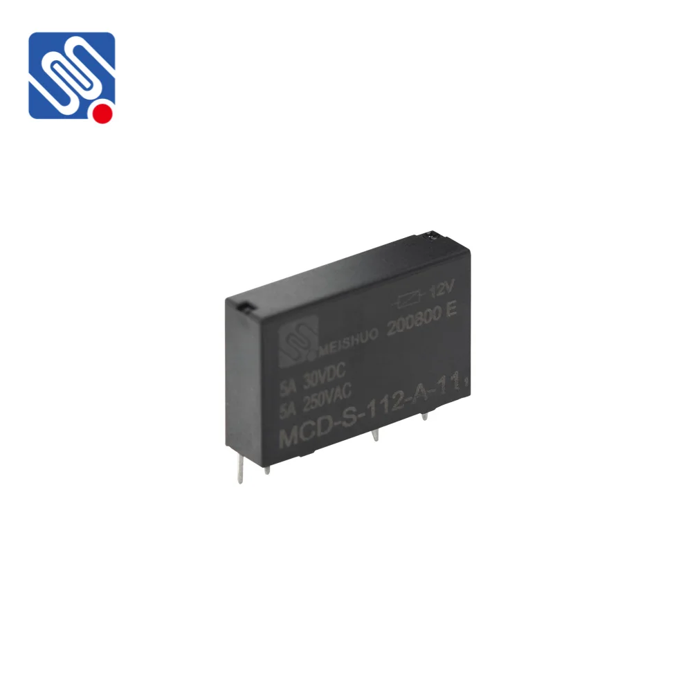 Meishuo MCD-S-112-A-11 Black 5A Normally Open 4pins DC 12V Mini Power Relay