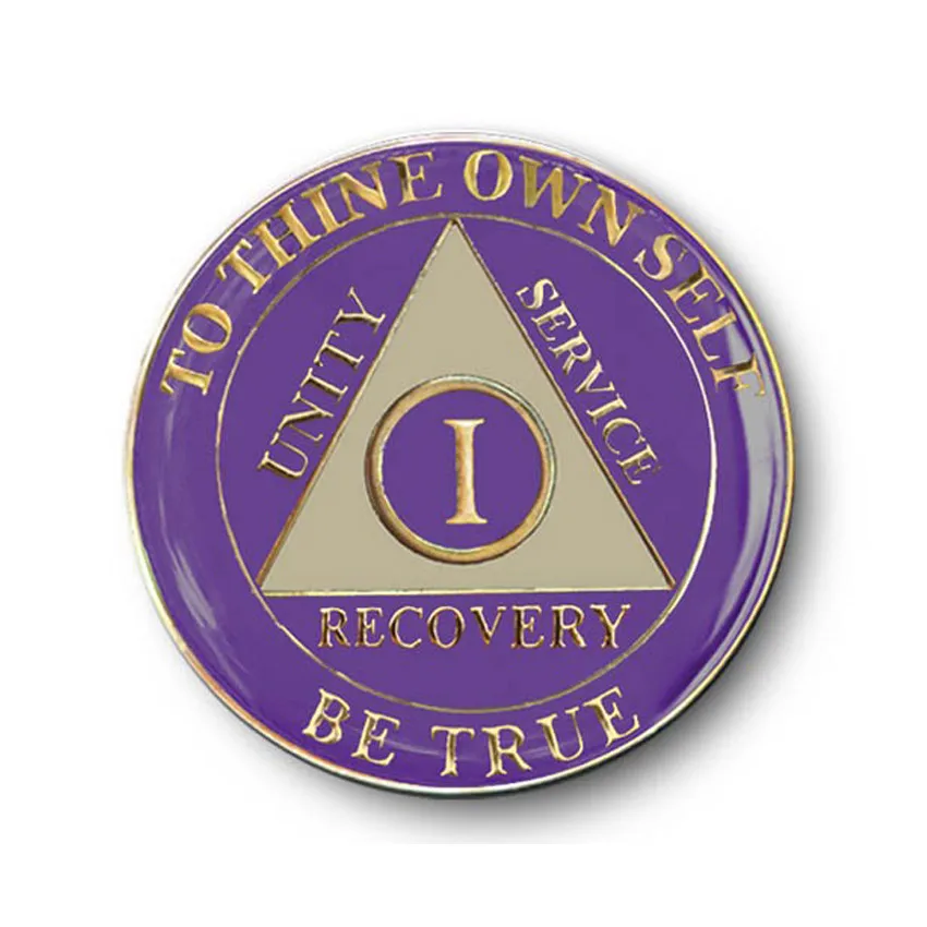 Custom Enamel Sobriety Token Alcoholics Anonymous Metal Medallion 90 Days AA Coins