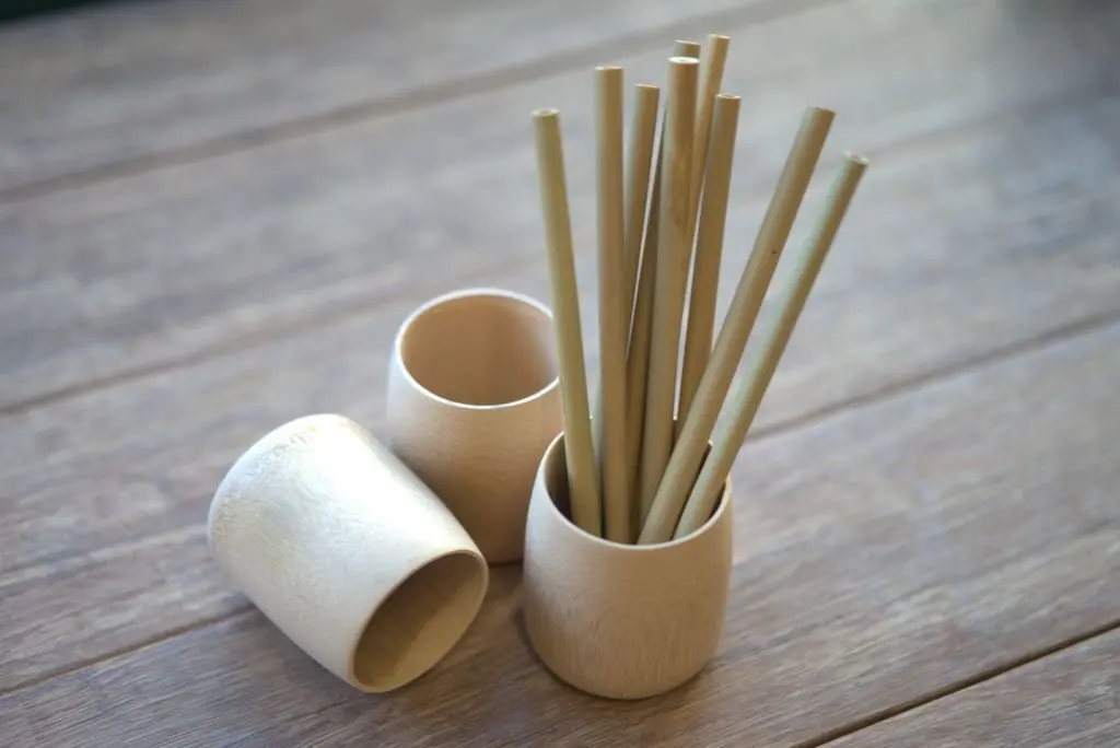 Bamboo cup with straw – Large –