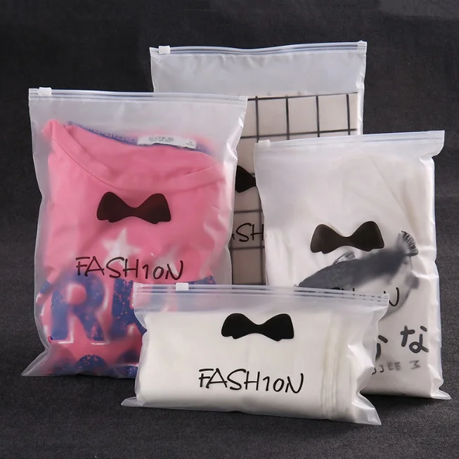 Custom Print Pe Poly Clothing Plastic Packaging Matt Frosted Ziplock Bags With Logo
