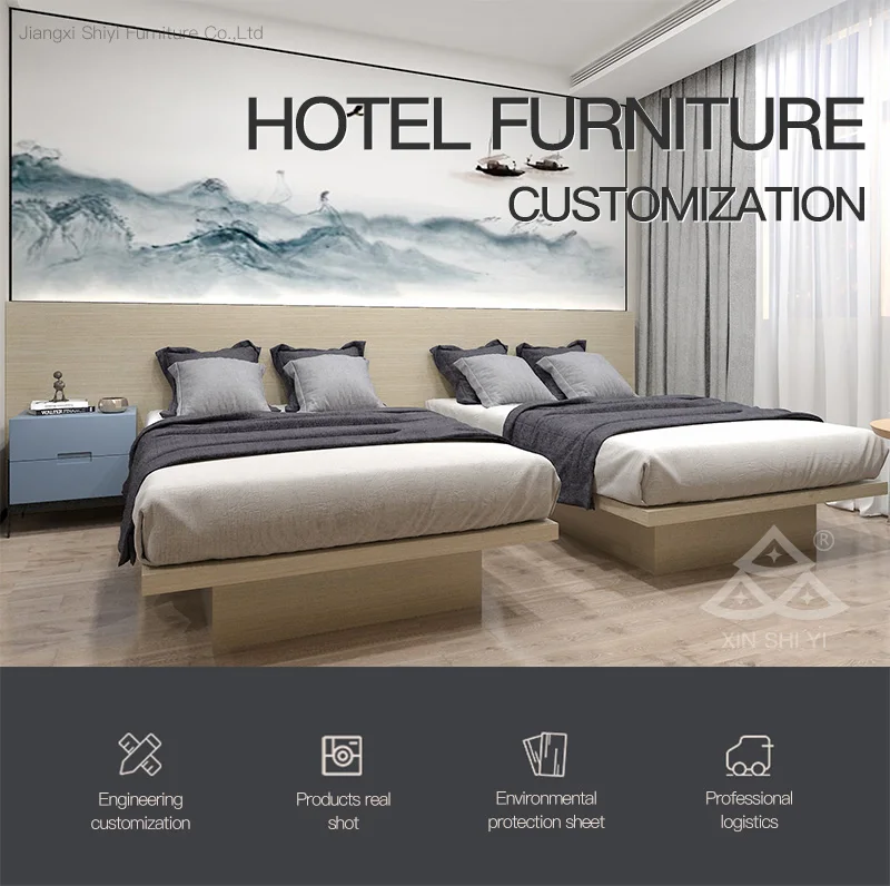 Thailand Custom Villa Hotel Room Furniture Modern Wooden Headboard King