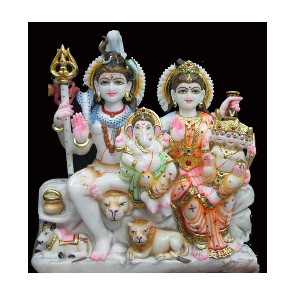 Красивая мраморная семейная статуя Shiva Parvati