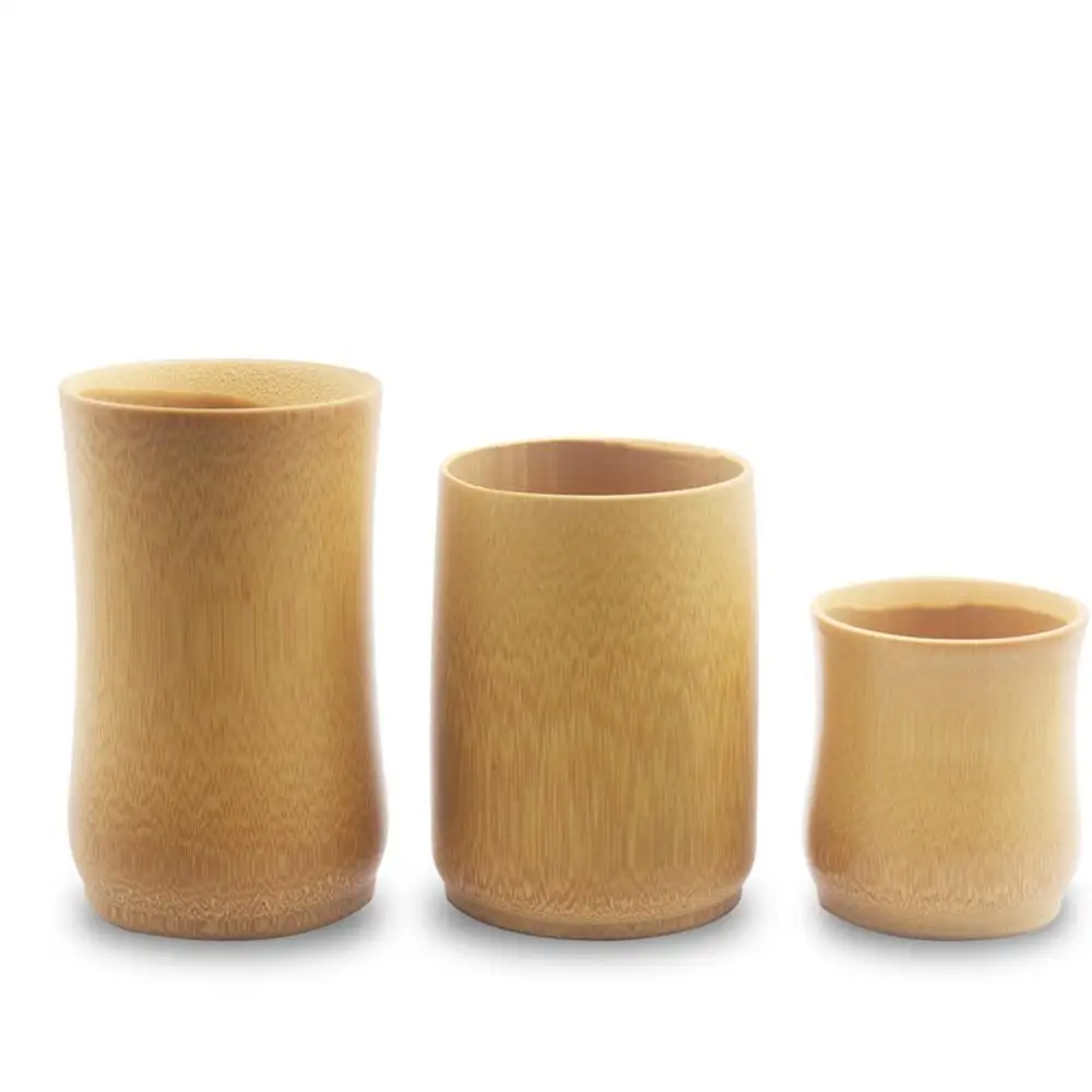 Natural Bamboo Drinking Cup Handmade Wooden Reusable Smoothie Cups
