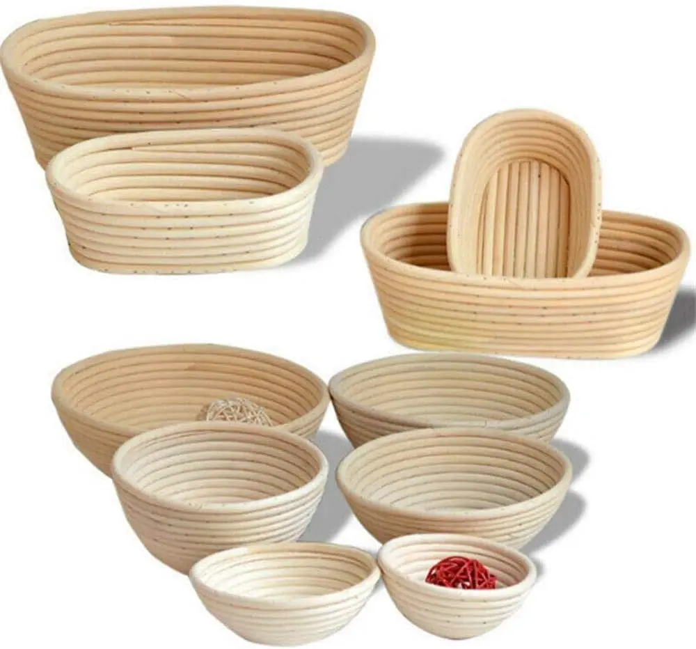 Rattan bread basket Bread Proofing Basket Banneton Dough round/oval B8B0 