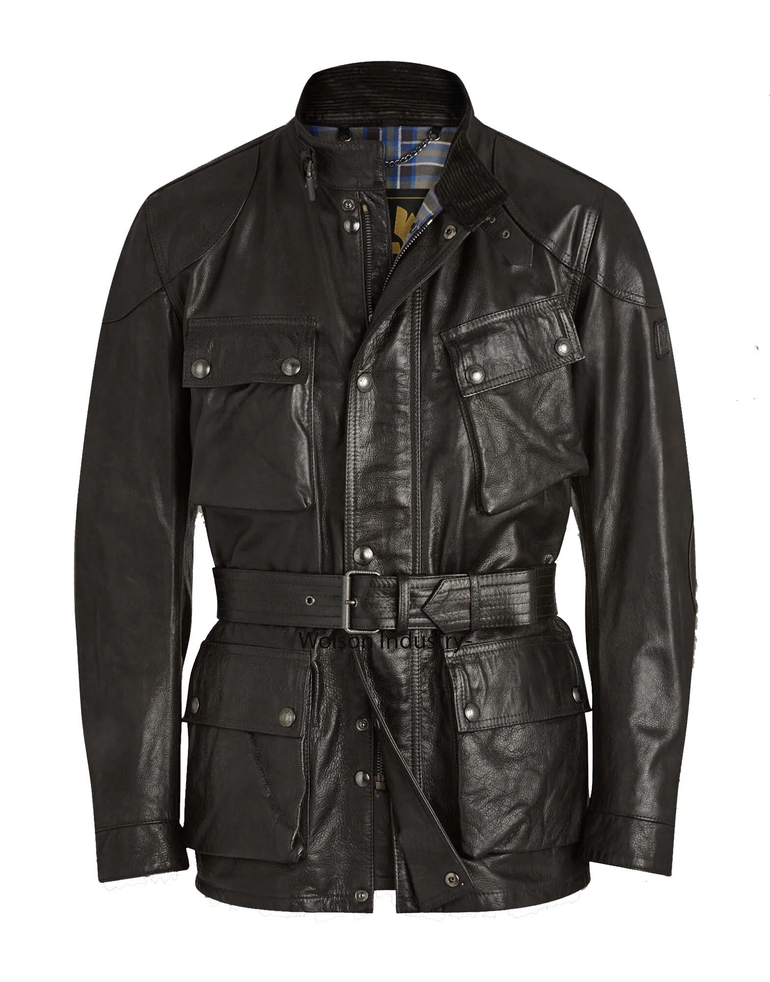 leather waxed cotton classic style motorcycle leather jacket