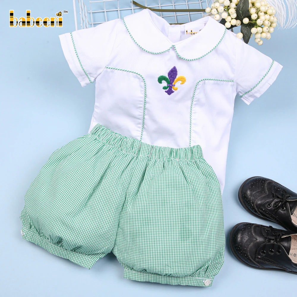 Green Clover Smocked Children's Clothing Set For Boys Bb1367 Buy