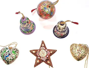 PAPER MACHE CHRISTMAS HANGING ORNAMENTS