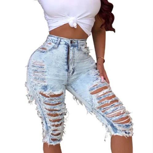 Wholesale Women Fashion Light Blue Ripped Skinny Jeans Pants Shorts Buy Ripped Jeans Women Ripped Jeans Wholesale Ripped Jeans Shorts Product On Alibaba Com