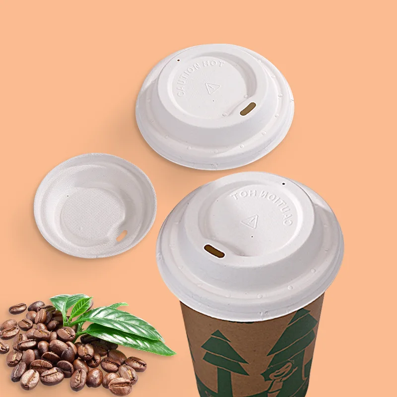 90mm Bagasse Cover For Biodegradable Paper Coffee Cups Sugar Cane Cup Lid