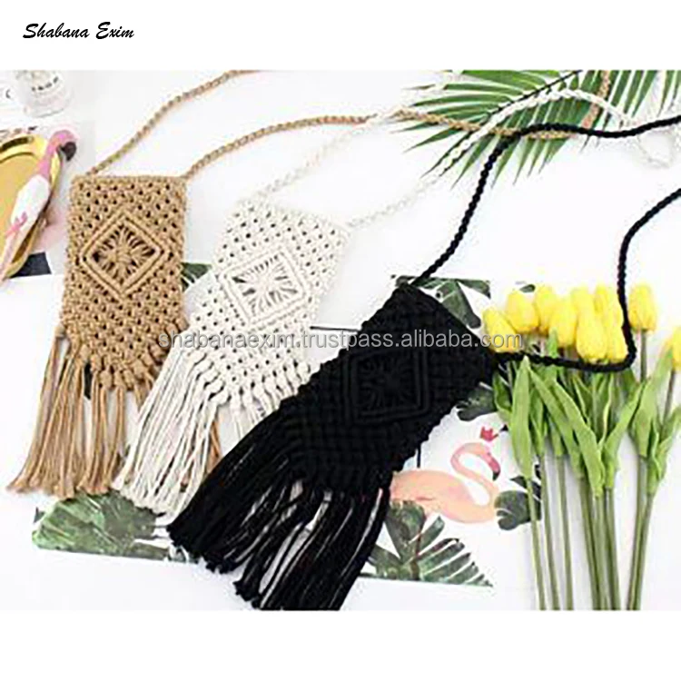 Bolsa Dori de macramé con asa redonda para fiesta, bolso de