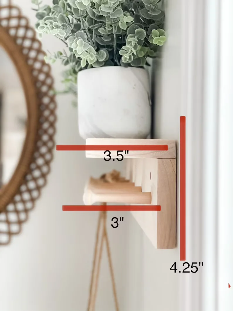 Nursery Wall Decor Playroom Shelf Peg Wood Entryway Shelf With Hooks