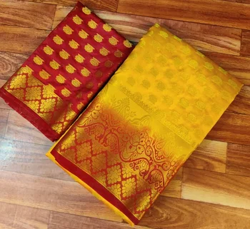 Moonga silk saree with contrast blouse for wedding and special occasion
