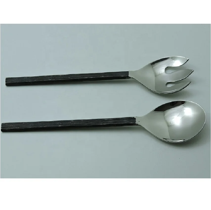 Brass Handle Stainless Steel Salad Server Spoon Set