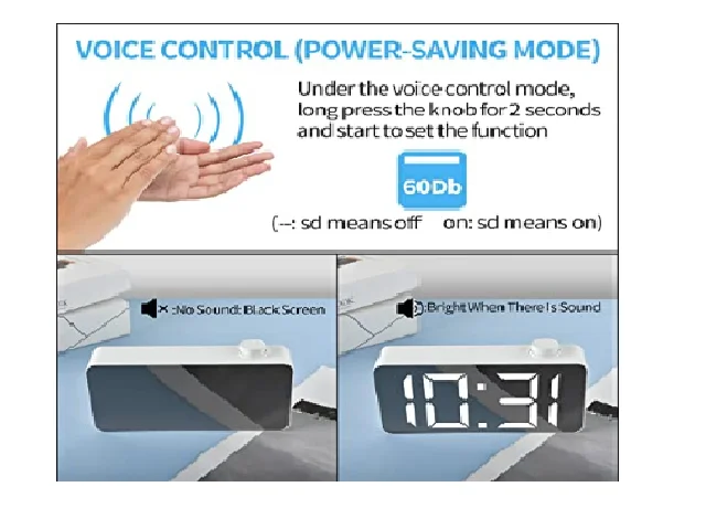 Зеркальные светодиодные часы с функцией отображения, зеркальные часы, будильник для спальни, офиса, дома, прикроватной тумбочки, гостиной