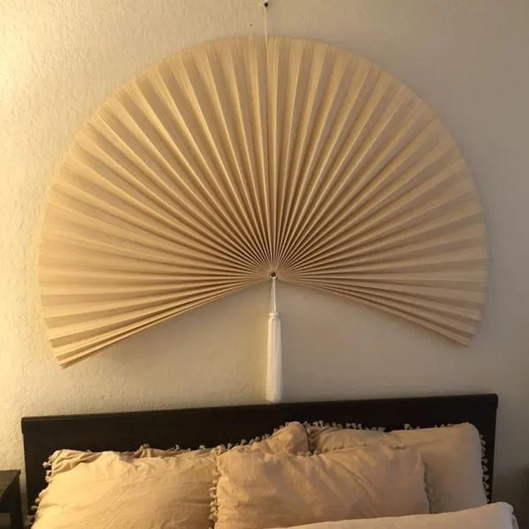 Classic Bamboo Fan Hanging Wall Art Decor,Large Bamboo Fan Folding Wall