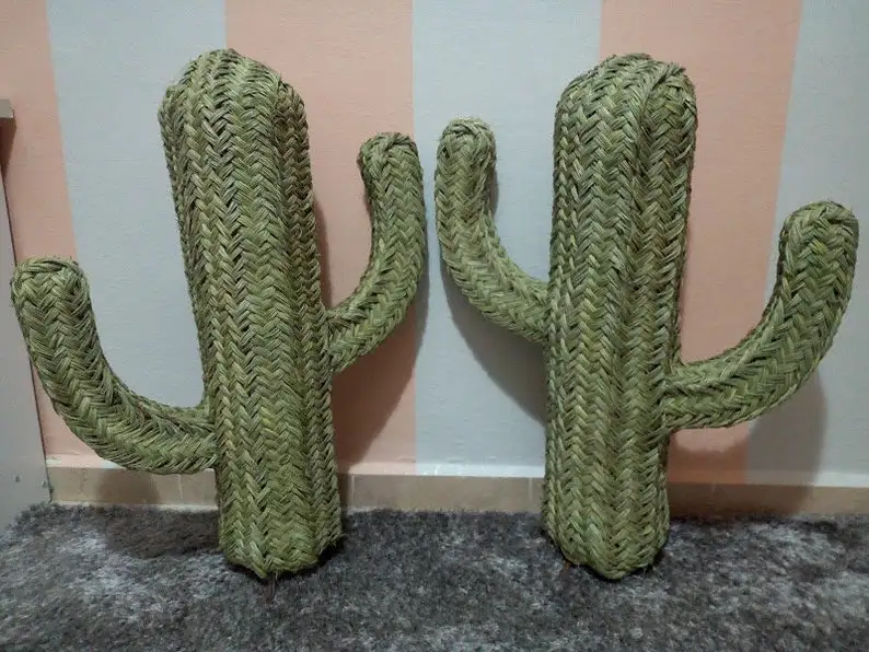 Moroccan Decorative Straw Cactus, Handmade straw cactus rattan