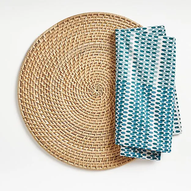 Trendy Round Rattan Set Of Placemats Coaster Natural Handicraft